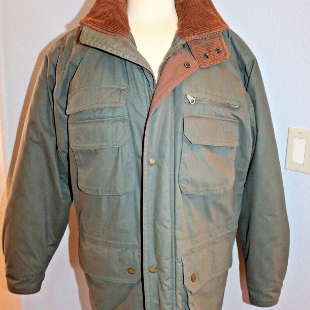 Vintage Mens Barn Jacket Sz M Work Coat Green Lined Full Zip
